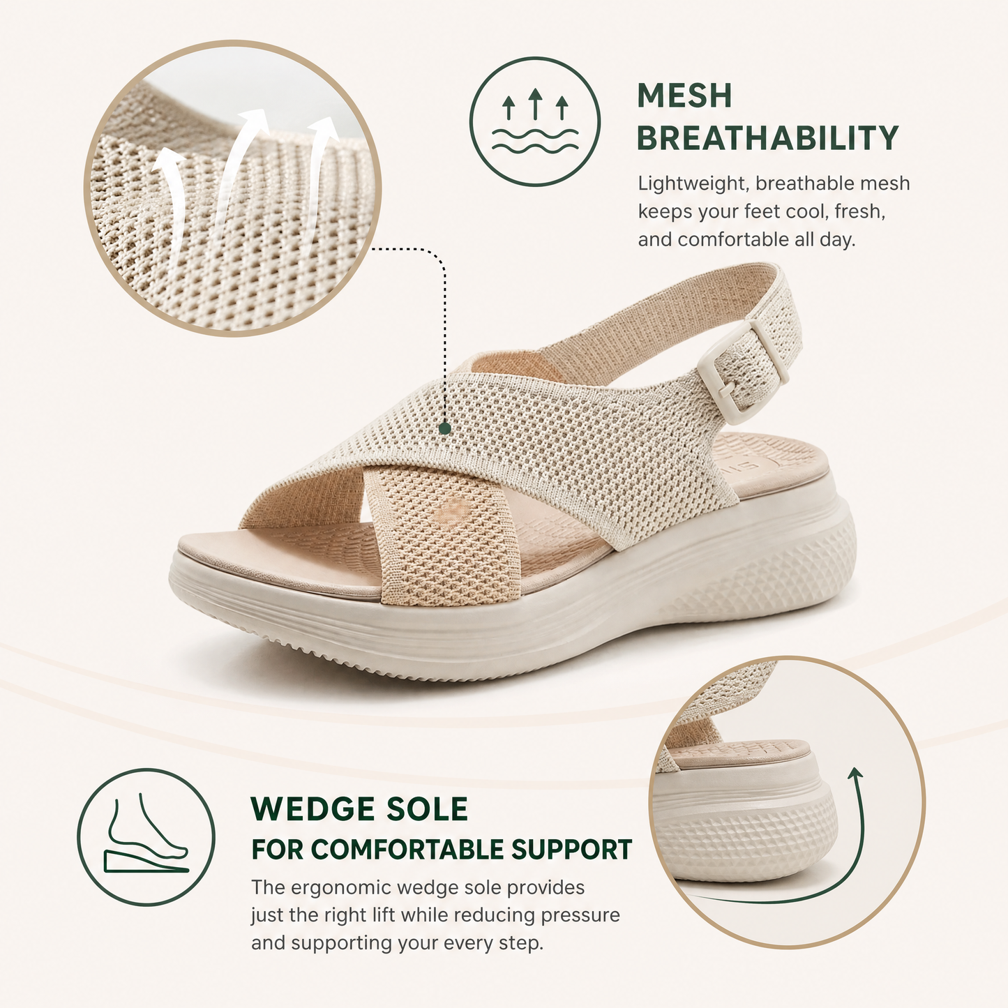 Cloudra™ Walk-All-Day Comfort Wedge Sandals
